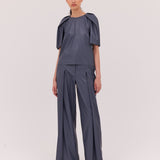 SLATE LEATHERETTE HEPBURN PANT