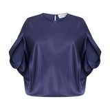 MIDNIGHT SATIN CRAWFORD TOP