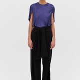 MIDNIGHT SATIN CRAWFORD TOP