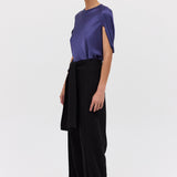 MIDNIGHT SATIN CRAWFORD TOP