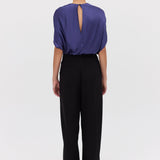 MIDNIGHT SATIN CRAWFORD TOP