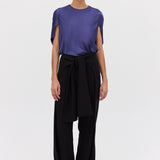 MIDNIGHT SATIN CRAWFORD TOP