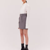 GREY WOOL PIVOT SKIRT