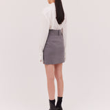 GREY WOOL PIVOT SKIRT