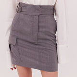 GREY WOOL PIVOT SKIRT