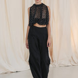 BLACK POLKA DOT SILK EMERGE TOP
