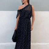 BLACK POLKA DOT SILK EMERGE DRESS