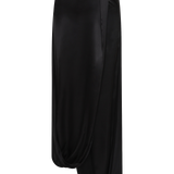BLACK SILK SATIN SURRENDER SKIRT