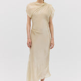 CHAMPAGNE LIQUID ORGANZA DECODE DRESS