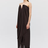 CHOCOLATE SILK SATIN PLUNGE GOWN