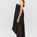 CHOCOLATE SILK SATIN PLUNGE GOWN