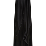 BLACK SILK SATIN PLUNGE GOWN
