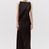 CHOCOLATE SILK SATIN ROMA GOWN