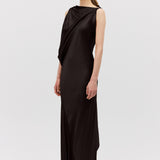 CHOCOLATE SILK SATIN ROMA GOWN