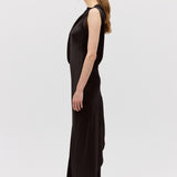 CHOCOLATE SILK SATIN ROMA GOWN