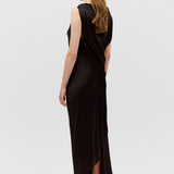 CHOCOLATE SILK SATIN ROMA GOWN