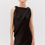 CHOCOLATE SILK SATIN ROMA GOWN