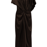 CHOCOLATE SILK SATIN ILLUSIONIST DRESS