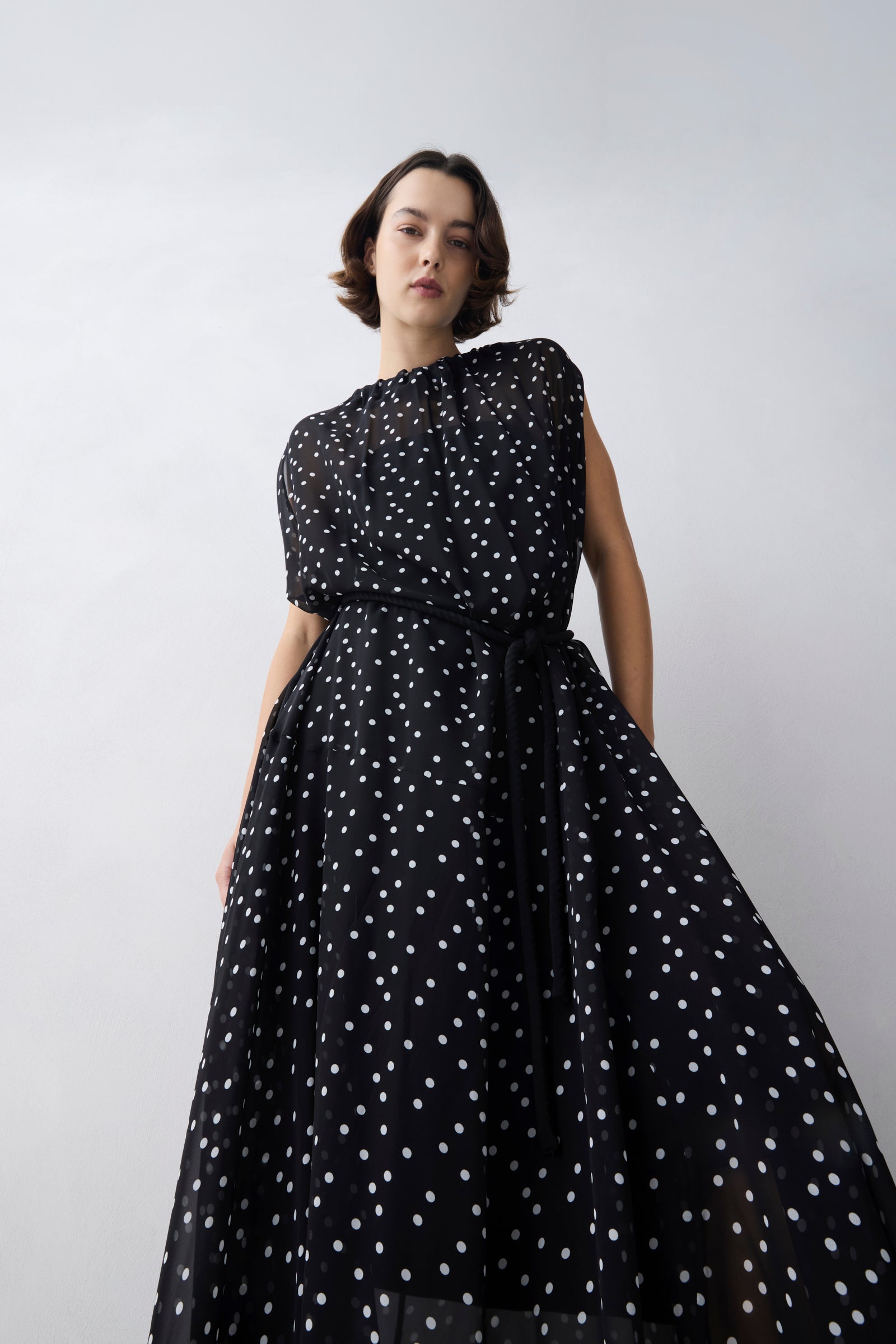 BLACK POLKA DOT SILK EMERGE DRESS Bianca Spender BLACK POLKA DOT SILK EMERGE DRESS Bianca Spender