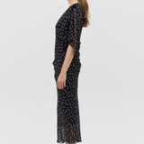 BLACK POLKA DOT SILK VALENCIA DRESS