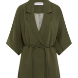 OLIVE CREPE SUITING ARBUS COAT