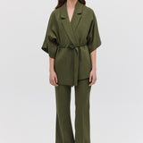OLIVE CREPE SUITING ARBUS COAT