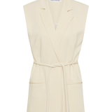 CREAM CREPE SUITING SHIFTING VEST