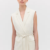 CREAM CREPE SUITING SHIFTING VEST