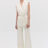 CREAM CREPE SUITING SHIFTING VEST