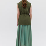 OLIVE CREPE SUITING SHIFTING VEST