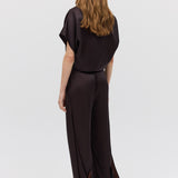 CHOCOLATE SATIN SUITING MUTUAL JACKET