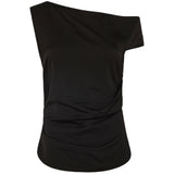 BLACK SATIN CREPE VICE TOP