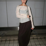 CHOCOLATE JERSEY RIPPLE SKIRT