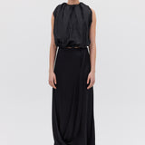 BLACK SILK SATIN SURRENDER SKIRT