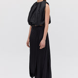 BLACK SILK SATIN SURRENDER SKIRT