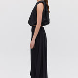 BLACK SILK SATIN SURRENDER SKIRT