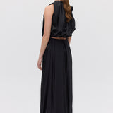 BLACK SILK SATIN SURRENDER SKIRT