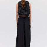 BLACK SILK SATIN SURRENDER SKIRT