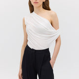 WHITE JERSEY VERSED TOP