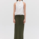 OLIVE CREPE SUITING RAFAEL SKIRT