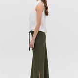 OLIVE CREPE SUITING RAFAEL SKIRT