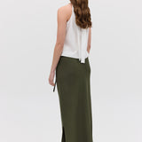 OLIVE CREPE SUITING RAFAEL SKIRT