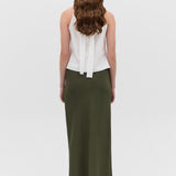 OLIVE CREPE SUITING RAFAEL SKIRT