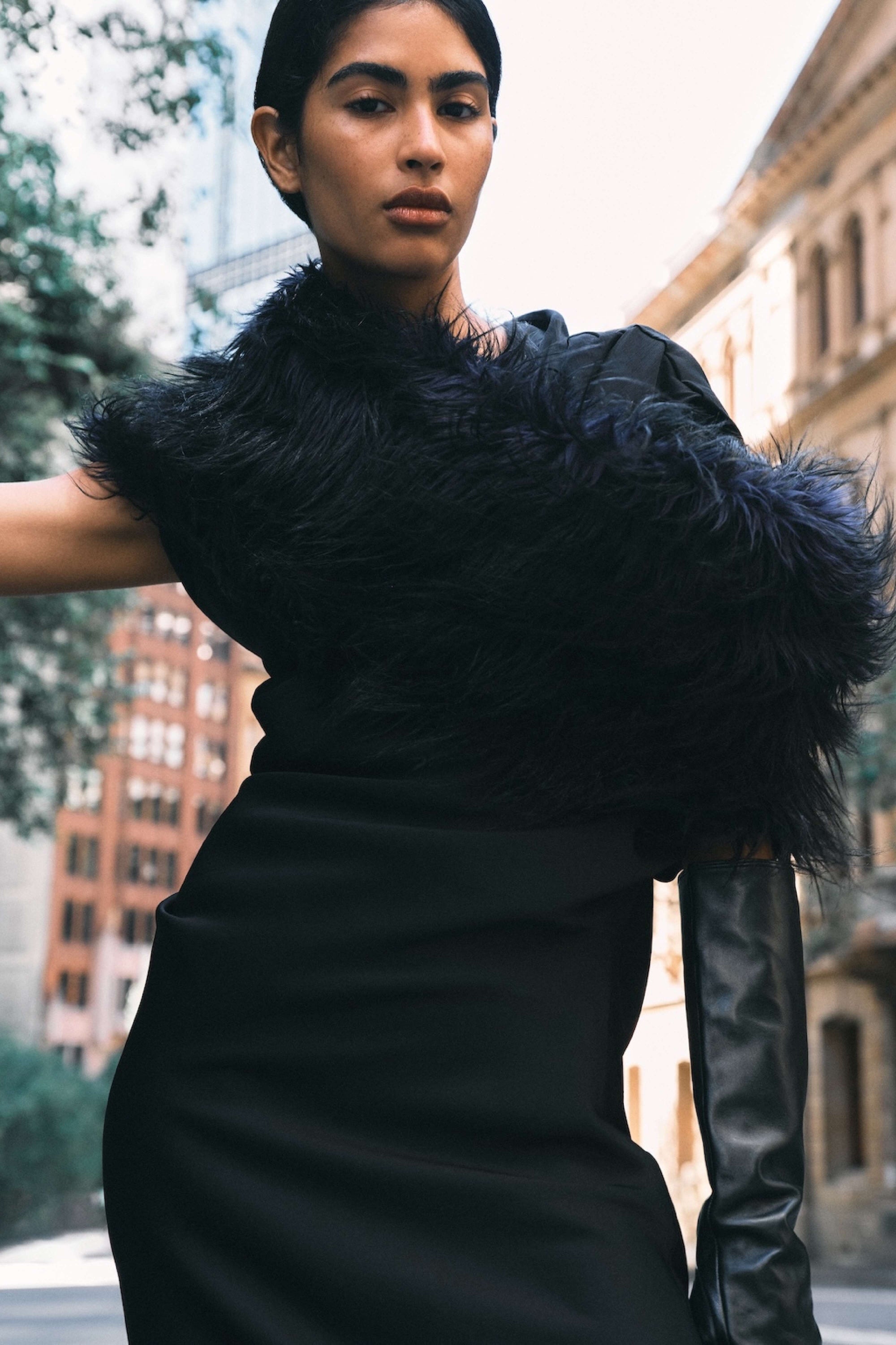 Woman wearing knit