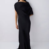 BLACK SATIN CREPE DECODE DRESS