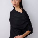 BLACK SATIN CREPE DECODE DRESS