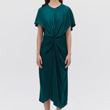 PETROL SILK ILLUSIONIST DRESS