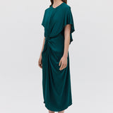 PETROL SILK ILLUSIONIST DRESS