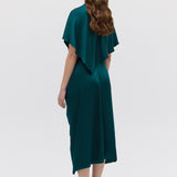 PETROL SILK ILLUSIONIST DRESS