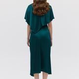 PETROL SILK ILLUSIONIST DRESS
